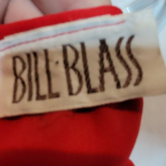 Vintage Bill Blass Wrap Halter Dress Red Tie Shoulder Neck One Size High Low Hem - Picture 6 of 6